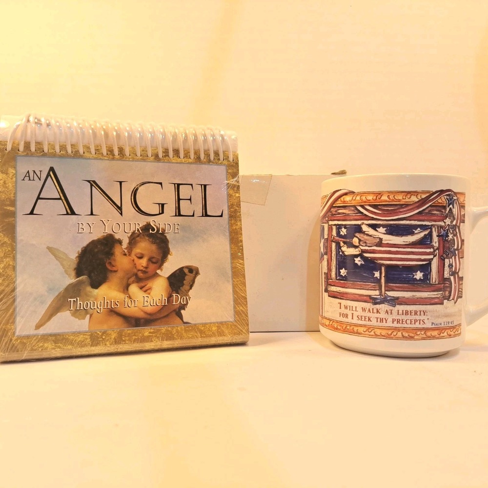 Sierra Gift Company Angel Patriotic Ceramic Mug & Inspirational Angel Quote Book